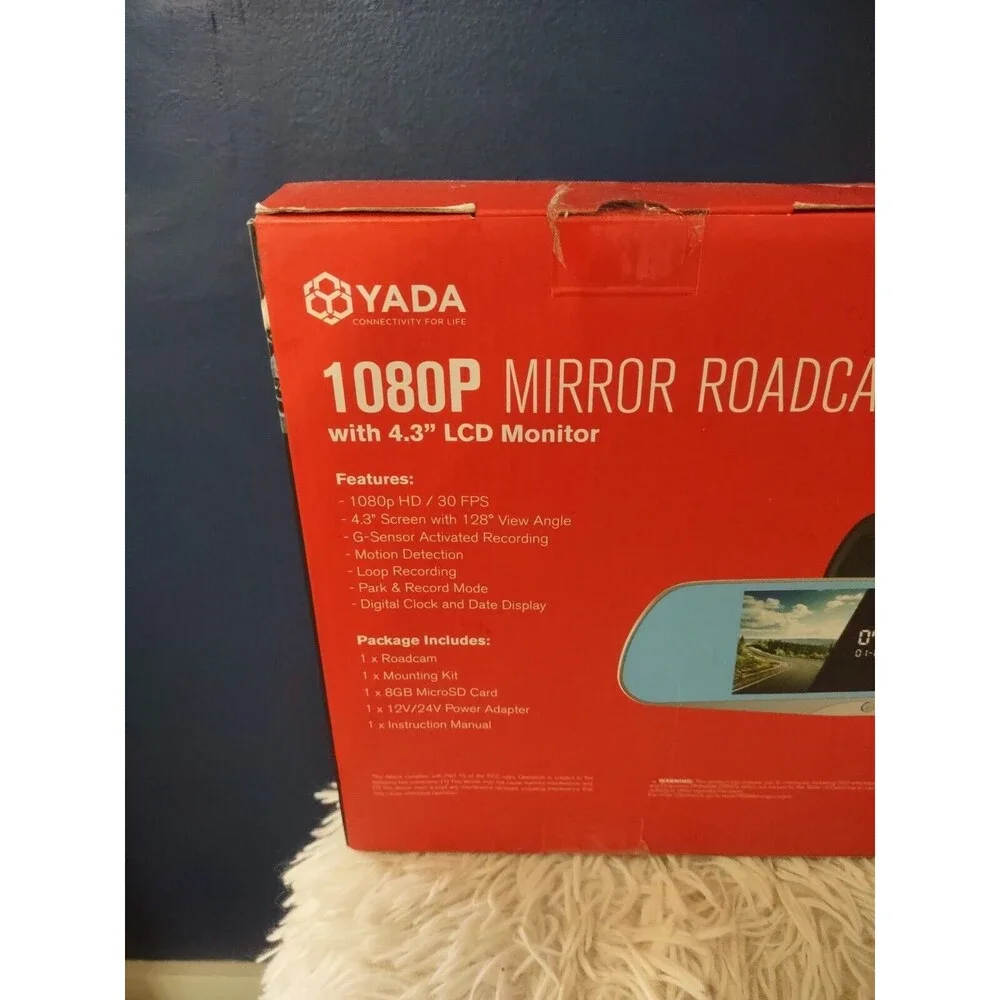 Yada 1080P Mirror Roadcam Dashcam With 4.3 LCD Monitor NEW